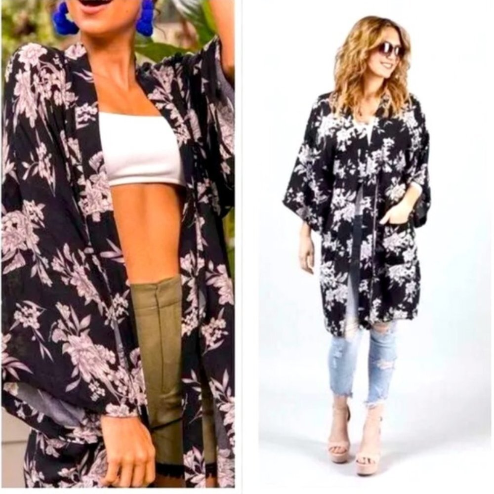 2/$14 Spiritual Gangster Floral Kimono - Picture 1 of 6